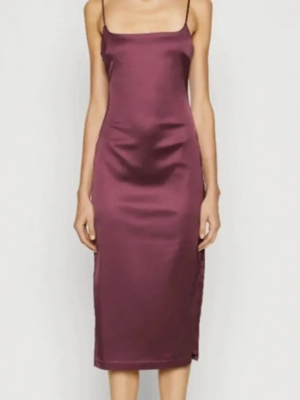 Abercrombie and Fitch Burgundy Stretch Satin Column Midi Dress Size XS